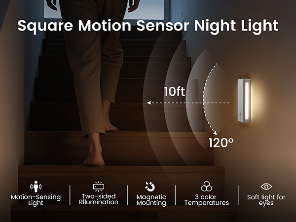 Motion Sensor Stick-On Night Light, Rechargeable Wall Light