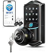 Veise VE028 Built-in Wi-Fi Smart Lock with Knob, Fingerprint Keyless Entry with Handle, App Remot...
