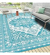 Pauwer Waterproof Outdoor Rug 9'x12', Reversible Outdoor Plastic Straw Rug, Outdoor Patio Rug for...