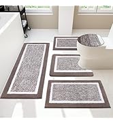 Pauwer Bathroom Rugs Sets 5 Piece with Lid Cover Bathroom Shower Rugs with U-Shaped Contour Toile...