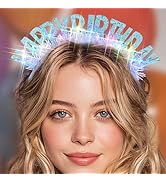 Uranian Light Up Birthday Headband LED Blue Happy Birthday Crown Glitter Glow Birthdays Hair Acce...
