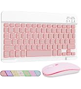 LAMA 7 Colors Backlit Bluetooth Keyboard and Mouse Combo for iPad Pro/Air/Mini, Ultra-Slim Rechar...