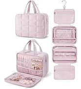 BAGSMART Travel Toiletry Bag with Jewelry Organizer, Hanging Travel Bag for Toiletries, Puffy Mak...