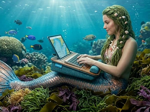 mermaid using the portable laptop lap desk