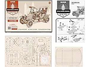 rokr 3d wooden puzzle car model kit mc801