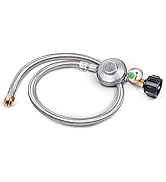 GasSaf 3FT Propane Regulator with Hose,Stainless Steel Braided Propane Gas Regulators and Gauges ...
