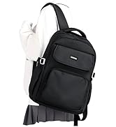 WEPOET Simple Aesthetic Black Backpacks For School,Lightweight Casual College Backpack Women,Trav...