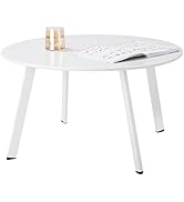Meluvici Patio Coffee Table, Metal Steel Outdoor Round Table Weather Resistant Anti-Rust Outdoor ...