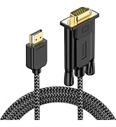 HDMI to VGA Cable 6 Feet Male to Male Nylon Braided Cord 1080P@60Hz for Monitor, Computer, Deskto...