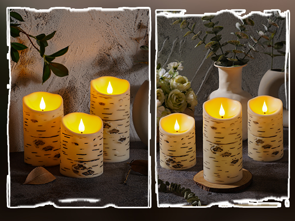 birch flameless candles