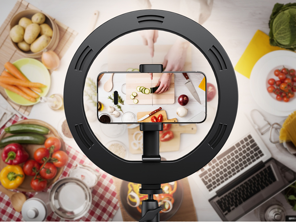 overhead phone stand holder with ring light