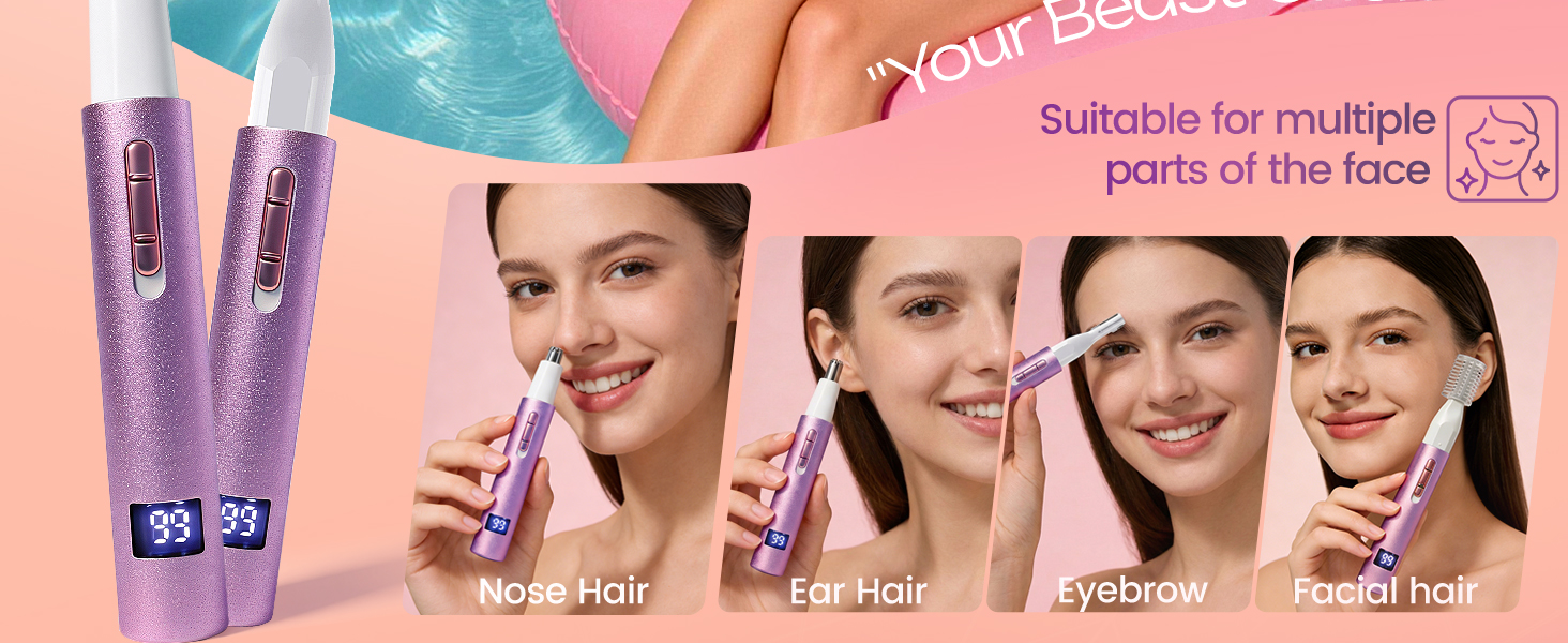 Mendaping 2025 Rechargeable Nose and Ear Hair Trimmer With LED Dispaly for Women Men