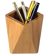 YOSCO Bamboo Wood Pen Holder Stand for Desk Geometric Pencil Cup Pot Cute Desktop Office Supplies...