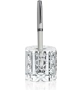 QFkris Fancy Crystal Single Pen Holder for Desk, Glass Fountain Pen Stand, Feather Pencil Holder ...