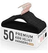 Smartor Kids Velvet Hangers 50 Pack, 14 Inch Premium Non Slip Kids Felt Hangers for Closet, Space...