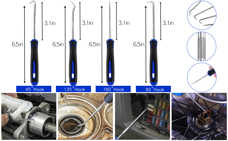 17 Pcs Hook and Pick Tool Set with Scraper Auto Clip Removal Plier Fastener Remover