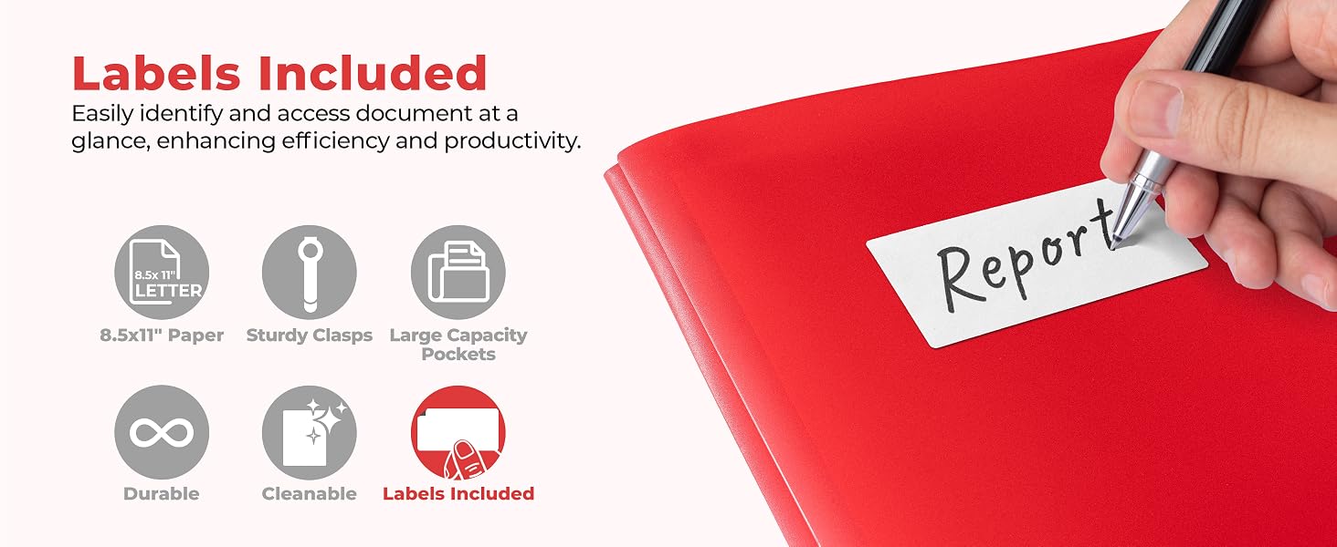Dunwell 3-Prong Poly Folder Vibrant -Labels Included