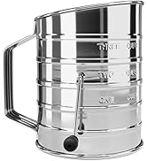 HULISEN 3-Cup Flour Sifter for Baking, Stainless Steel Rotary Hand Crank Sifter, Powdered Sugar &amp;...