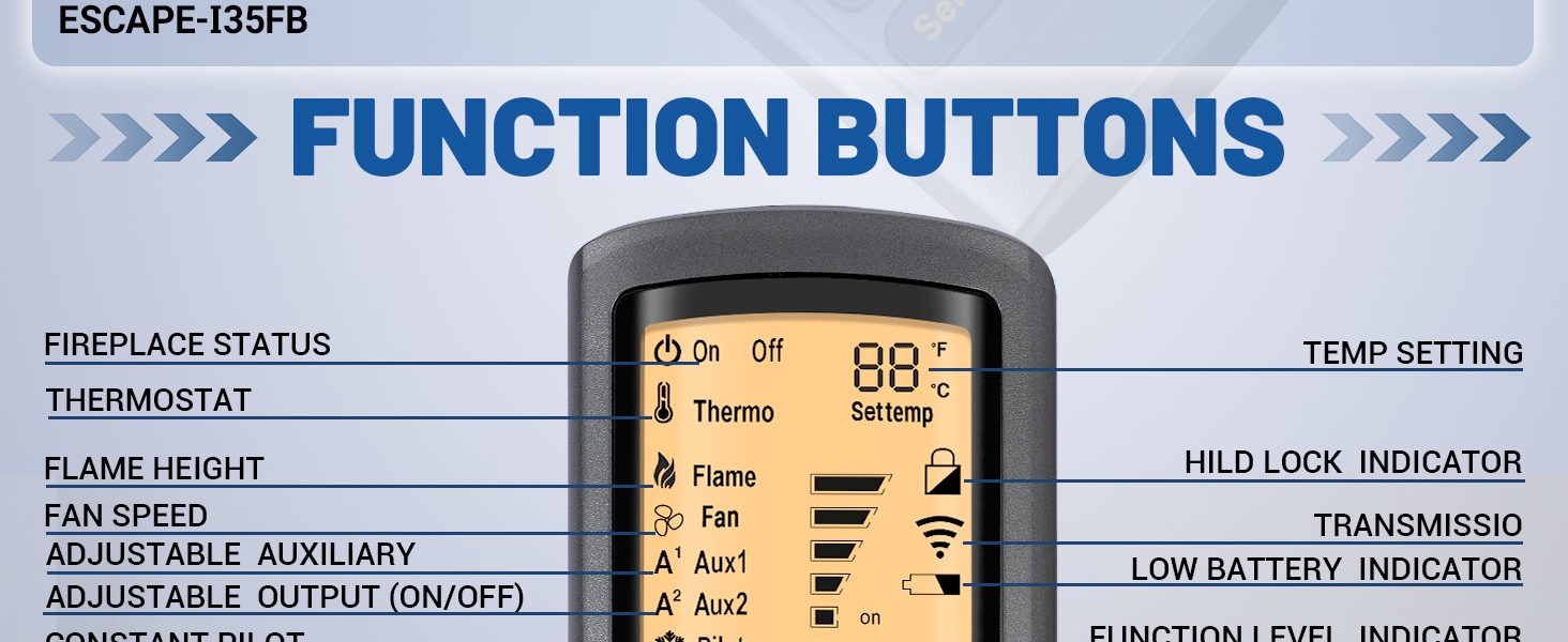 2166-330 Fireplace Remote Control Transmitter for Heat N Glo