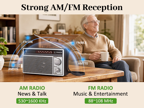 G Keni Portable AM/FM Radio Portable with Bluetooth