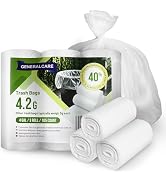 4 Gallon Small Trash Bags 105 Count Tear &amp; Leak Resistant Small Garbage Bags For Bathroom White T...