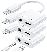 [Apple MFi Certified] 3 Pack Lightning to 3.5mm Headphone Jack Adapter, 2 in 1 Dongle Adapter Aux...
