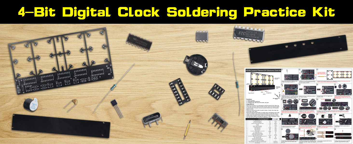 4-bit clock soldering project kit