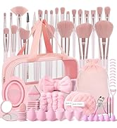 HGHDBT 72Pcs Pink Makeup Brushes Set Professional with Case Premium Synthetic for Foundation Conc...