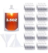 NexLevVac 100PCS 3.5OZ Plastic Flasks, Clear and Reusable Drinking Bags with Funnel for Beverage,...