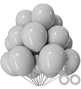 110pcs Grey Balloon 12 inch, Grey Latex Balloons for Birthday Party Baby Shower Wedding(with 2 Ri...
