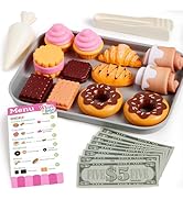 Cookie Play Food Set, Toddler Pretend Toys, 17 PCS Kitchen Toy Food Sets with Plastic Cookies, Ba...