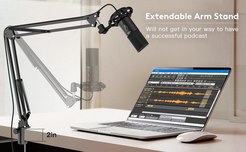 FIFINE usb microphone with arm