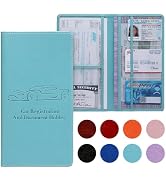 Peisicne Car Registration and Insurance Card Holder for Women Men, Blue Glove Box Paperwork Organ...