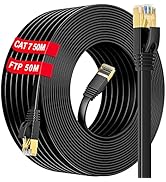 164 FT/50M Shielded RJ45 CAT 7 Ethernet Cable S FTP Outdoor Indoor Flat Ethernet Interent Cable H...