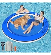 CALOBANA Water Hammock Inflatable Round Floating Ring, Lake Floats Raft Island Inflatable Dock Pl...