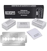 KEROPY Double Edge Safety Razor Blades-50 Count Premium Razor Blades, Surgical Stainless Steel wi...