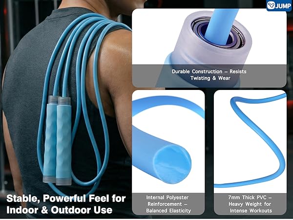 YUEDONG 7mm Thick Weighted Jump Rope for Fitness