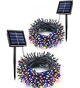 Flacchi 2 Pack Solar String Lights Each 72ft 200 LED 8 Modes Outdoor String Lights Waterproof Sol...