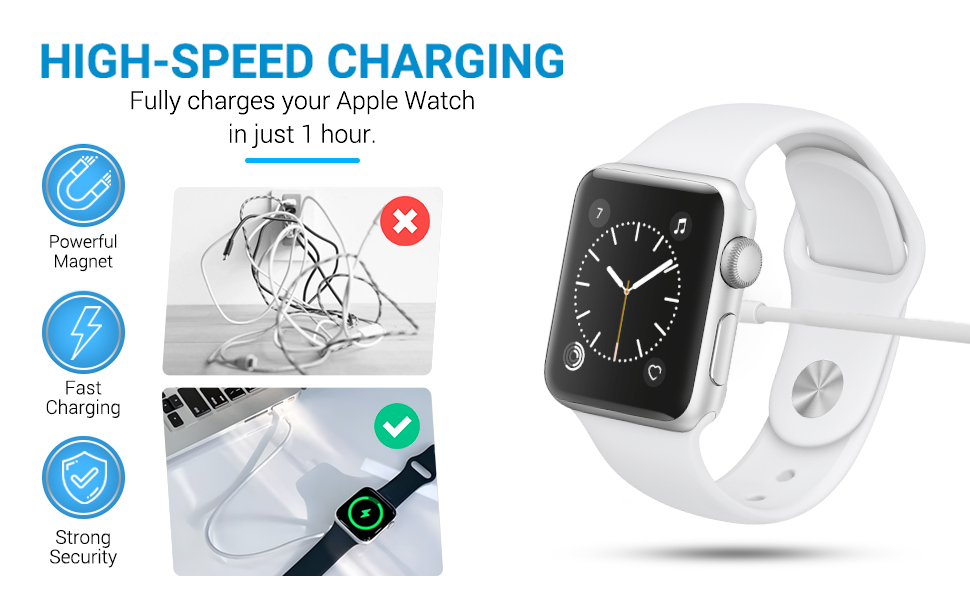 Fully charges your Apple Watch in just 1 hour