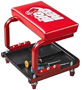 Big RED 250lb Red Rolling Automotive Creeper Garage/Shop Seat: Padded Mechanic Stool with Tool La...