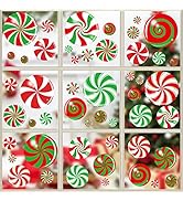 40PCS Christmas Window Clings Christmas Candy Window Clings Christmas Peppermint Candy Decoration...