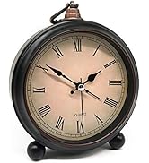 Vintage Retro Analog Alarm Clock, 4 inch Super Silent Non Ticking Small Clock with Night Light, B...