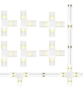 MIWISE 10mm Connectors Kit for 4-Pin RGB COB LED Strip,4pcs T-Shaped Connectors,2pcs Cross Connec...