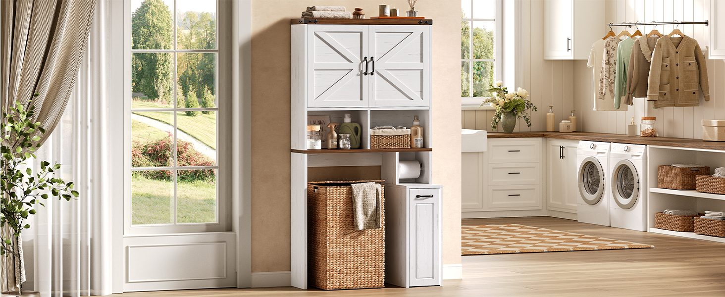 Over The Toilet Storage Cabinet with Pulley Small Bathroom Storage Cabinet