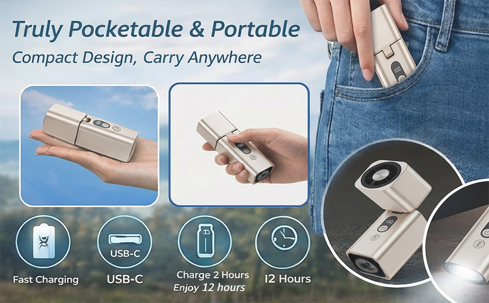compact handheld fan pocketable