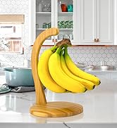 Totally Bamboo Banana Hanger holding bananas in kitchen.
