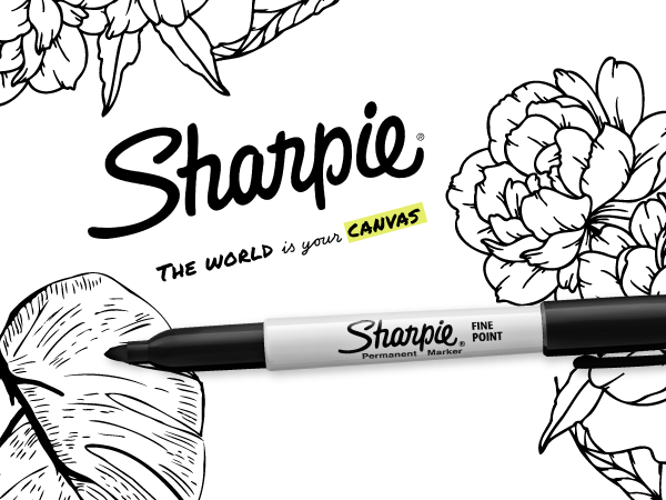 sharpie permanent marker black fine point the original world is your canvas flower draw doodle crisp