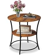 WLIVE Side Table, Round End Table with 2 Storage Shelves for Living Room, Bedroom, Nightstand wit...
