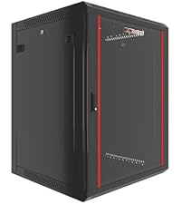 12U Wall Mount Network Cabinet, 18 Inch Deep Enclosed Server Rack with Locking Tempered Glass Door f...