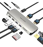 USB C Docking Station USB C to Dual HDMI Adapter USB C Hub Dual Monitor, 13 in 1 Multiport Triple...